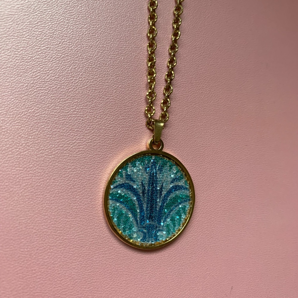 Alex and Ani Blue Lotus Necklace | 14k Gold/Sterling Silver | Swarovski Crystal - Picture 3 of 8